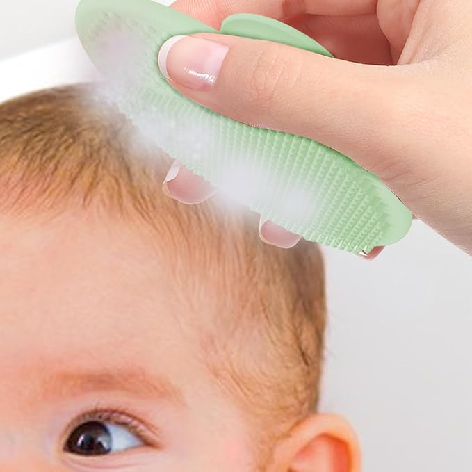 Generic Baby Scalp Brush - Baby Bath Scrubber | Silicone Baby Hair Scrubber | Children Scalp Massager Comb | Newborns Bath Brush | Comb for Washing Baby Hair | Cradle Cap Bath Brushes, Green