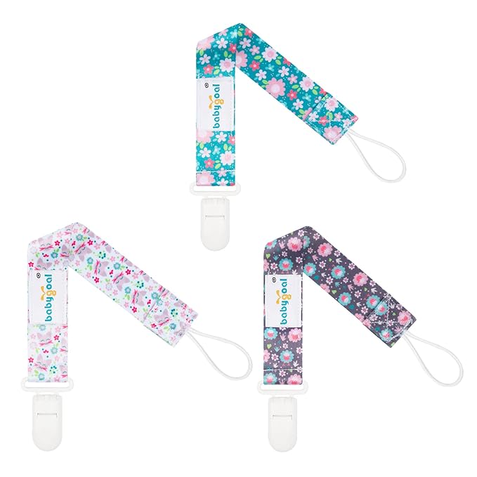 babygoal Floral Pacifier Clips, 6 Pack Binky Paci Holder Leashes Fits for Most Baby Pacifiers and Binkies