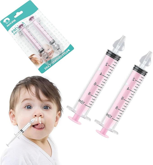 Silicone Baby Nasal Aspirator,Syringe Nasal Irrigator,10ml Nasal Irrigator Portable Infant Nose Cleaner Nose Aspirator with Cleanable (Pink)