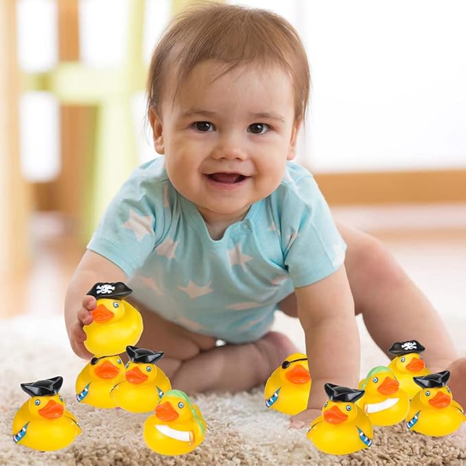 ArtCreativity 12 Pcs Pirate Rubber Ducks - 2 Inch Pirate Ducks for Jeeps, Pirate Party Favors & Decorations, Cute Rubber Ducks Pirate Toys for Bath, Pool, Carnival & Pirate-Themed Parties (Pack of 2)