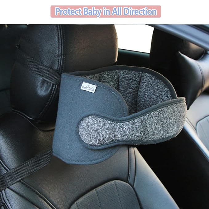 KAKIBLIN Baby Car Seat Head Support,Baby Head Support for Car Seat Stroller, Safety Car Seat Neck Relief Strap Headrest,Slumber Sling Sleep Holder Belt for Toddler Infants Child Children Kids(Gray)