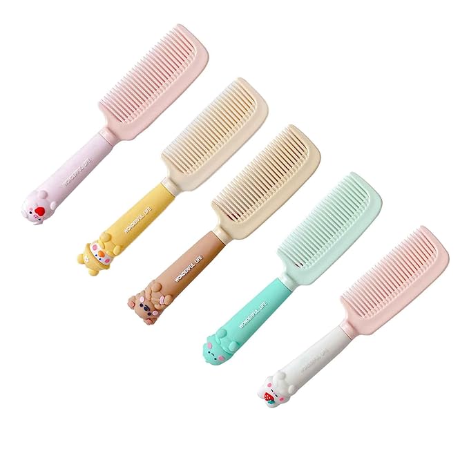 Finest-Teeth Children's Hair Comb & Brush Set for Newborns to Infant Girls with Long Teeth for Cleaning & Massage