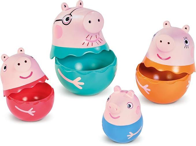 TOMY Toomies Peppa Pig - Peppa’s Nesting Family - Includes Peppa Pig, Mummy Pig, Daddy Pig and George - Nesting, Sorting & Pouring Toy - Ages 18 Months and Up