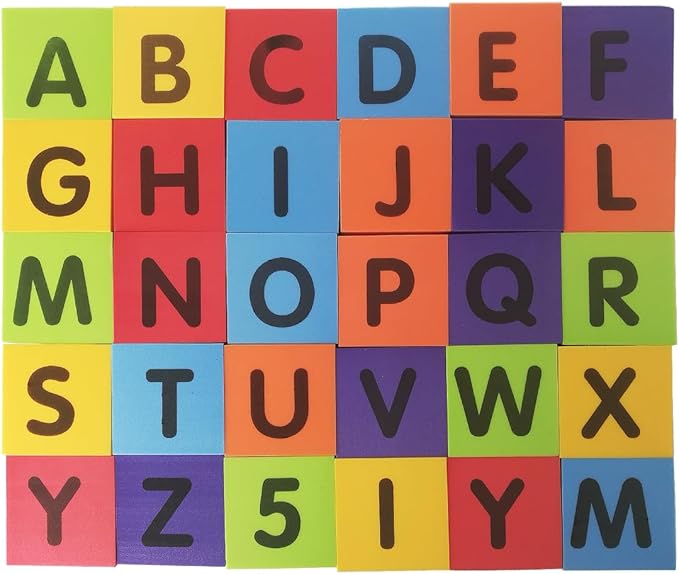MOBU Foam Building Blocks for Toddlers,30 pcs 2-inch Alphabet Letters Number Blocks with Storage Bag, Learning ABC, 123 Stacking Blocks for Kids
