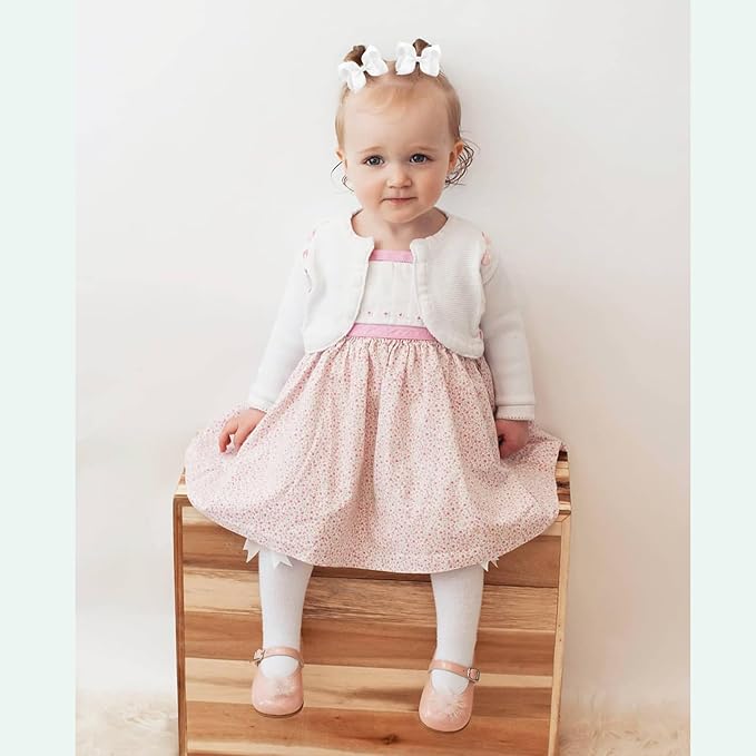 6 PCS 3" Grosgrain Ribbon Hair Bows - Alligator Clips for Toddlers in Solid Color (White)
