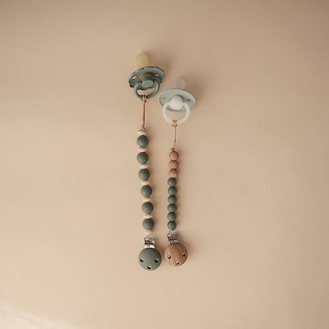 mushie 100% Silicone Baby Pacifier Clip BPA Free | Luna (Dried Thyme)