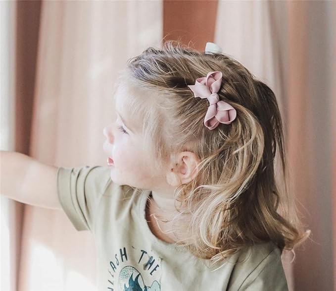 24 Colors Boutique Hair Bow Clips for Little Girls Grosgrain Ribbon Bow Alligator Hair Clip Toddler Baby Girl Kids Hair Accessories (24 pcs/3 Inch)