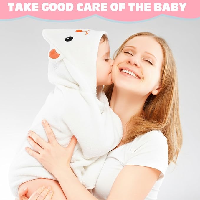 SmoothNovelty 6 Pack Baby Hooded Towels Infants and Toddlers Coral Fleece Baby Bath Towels 31.5 x 31.5 Inch Absorbent Cute Soft Newborn Bath Essentials Gifts for Boys & Girls(Multicolor,Vivid)