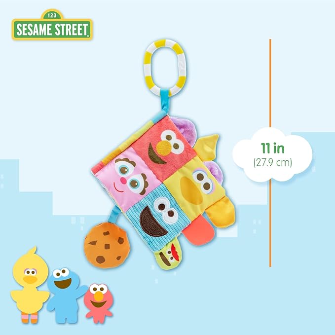 Kids Preferred Sesame Street Soft Book Featuring Your Favorite Characters with Sensory Materials and Multiple Tabs to Keep Baby Engaged – 11 Inches – Surface Washable