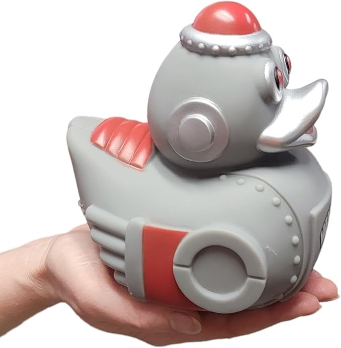Big Rubber Ducky Collectible Mix (5.5") Alien, Robot, Dinosaur, Splat, Ninja, Confetti, Pink Heart, Yellow, Unicorn and Astronaut. Perfect for Ducking (Robot)