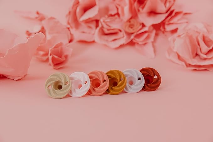 Doddle & Co. Holland Pop Pacifier, Natural Shape, 100% Silicone (Peach/Rust, 3+ Months)