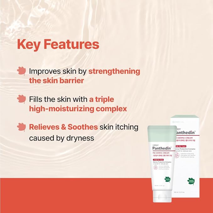 GREEN FINGER Panthedin MD Derma Cream 3.4 Fl Oz, Hyaluronic acid Ceramide Vitamin Squalane Baby Face Body Moisturizer, Skin Barrier Repair Moisturizing Cream for Sensitive Itch Skin, Korean Skincare