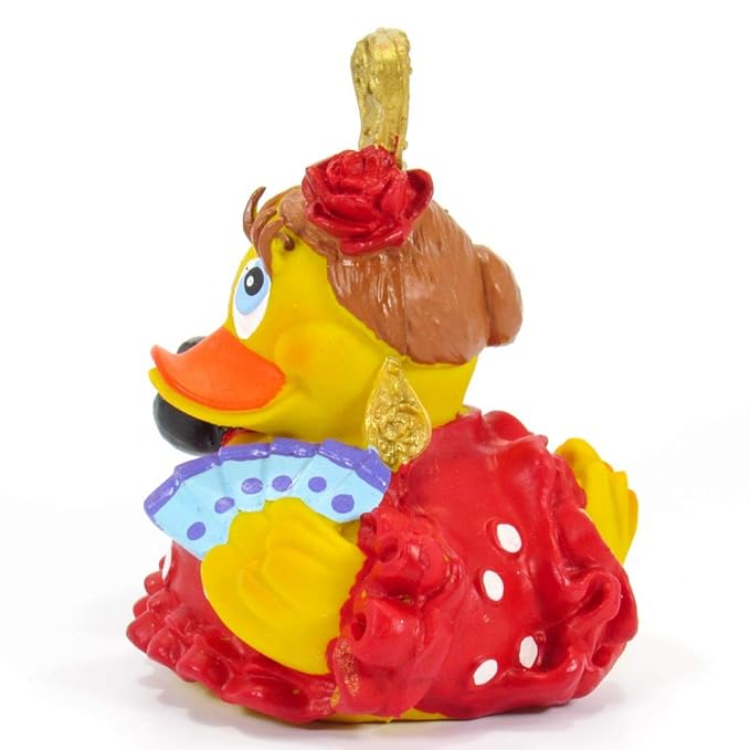 Flemeca Spanish Dancer Rubber Duck Bath Toy | All Natural, Organic, Eco Friendly, Squeaker | Imported from Barcelona, Spain