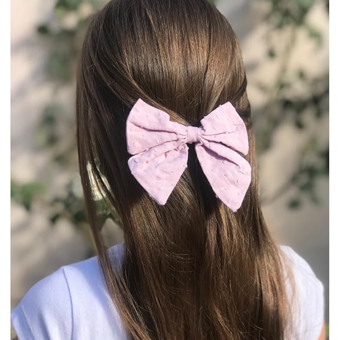 4 PCS Sailor Bow Hair Clips for Kids Girls Women Linen cotton Hair Bow Alligator Clips Baby Toddler Girl Mom Hair Accessories (Mauve/Wine)