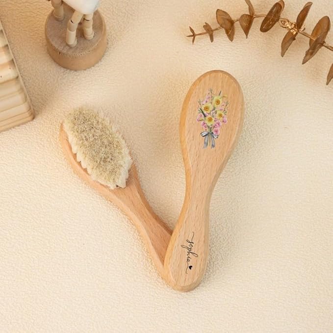 Personalized Baby Hair Brush,Hairbrush,Personalised Name Baby Brush,Baby Birthflower Hair Brush,Custom Baby Gifts (1pcs)