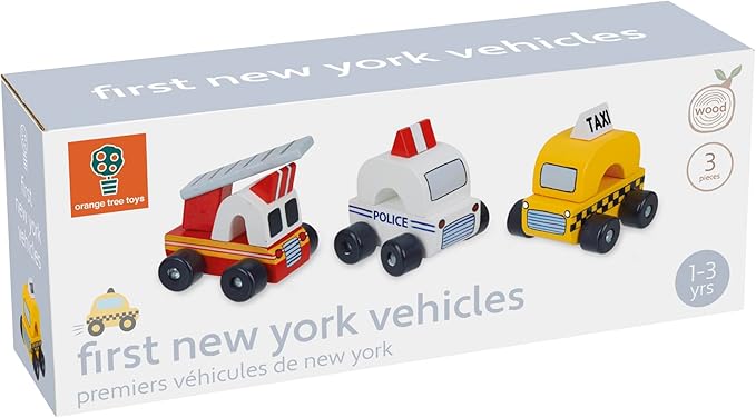 Orange Tree Toys New York Vehicles | Hand Painted Colorful Wooden Toy for Toddlers Age 12m+, Sustainably Made, Set of 3