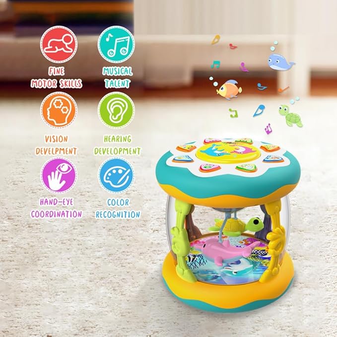 Baby Musical Toy12-24 Months - Ocean Projector with Rotating Lights, Night Light Toy, Crawling Learning Toy, Gifts for Boys & Girls