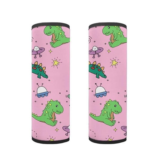 ENLACHIC Baby Car Seat Belt Cover, Cute Dinosaur Print Car Seat Shoulder Strap Pads, Infant Car Seat Cushion Safety Seatbelt Protector for Kids Boys Girls,Pink Dinosaur