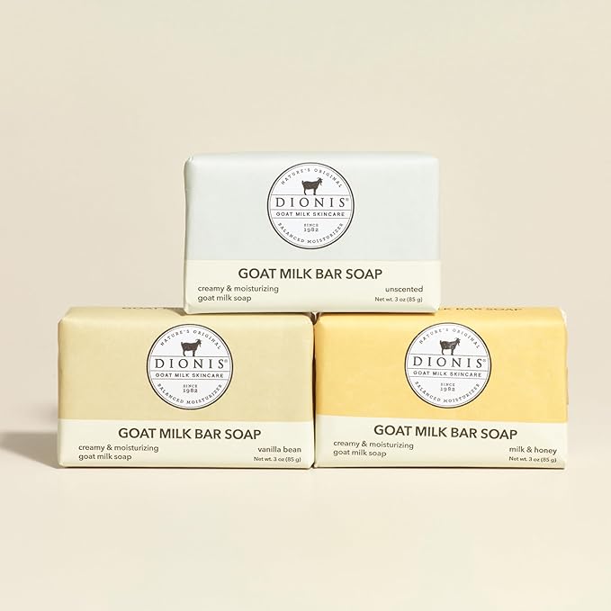 Dionis Goat Milk Warm & Sweet Bar Soap Bundle 3oz (Pack of 3)