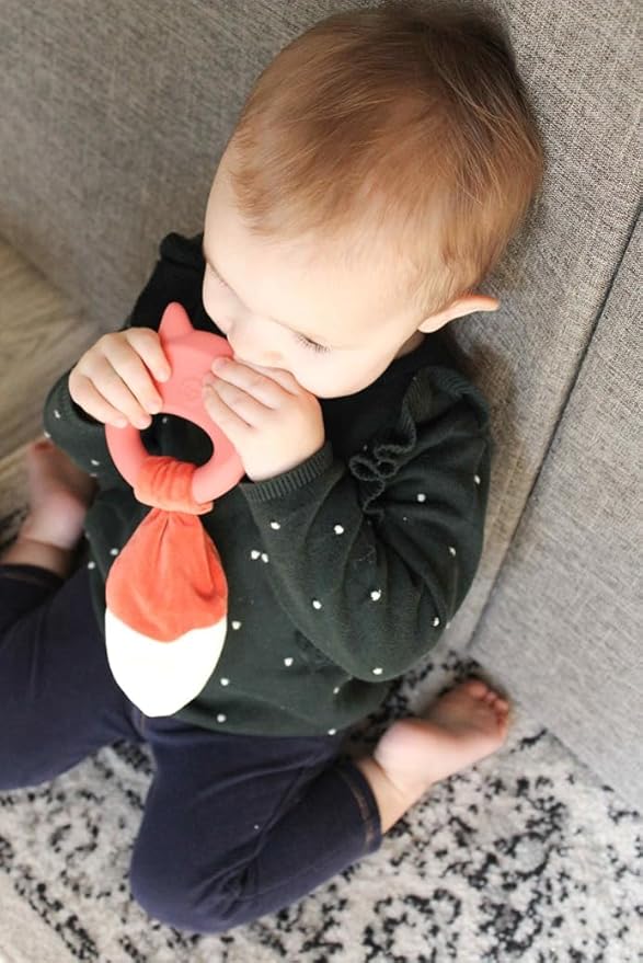 Mary Meyer Teething Toys Leika Silicone Baby Teether for Babies 0-12 Months, 9-Inches, Little Fox