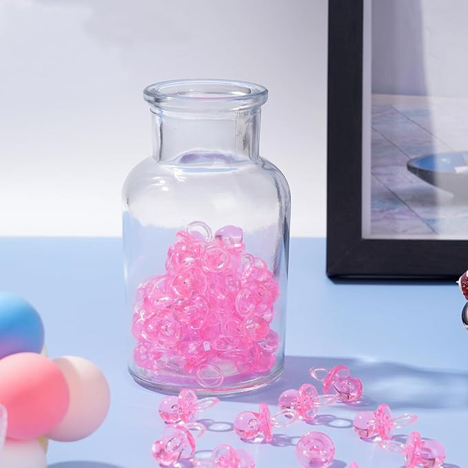 200 Pieces 0.86 Inch Baby Pacifier Baby Shower Plastic Pacifier for Baby Shower Pacifier, Baby Shower Gender Show Party Decoration DIY Birthday Party Gift (Pink)