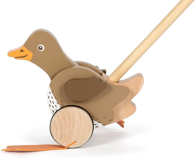 small foot Push Duck with Moving Head, Wood, Learning to Walk, 18 Months, 12493