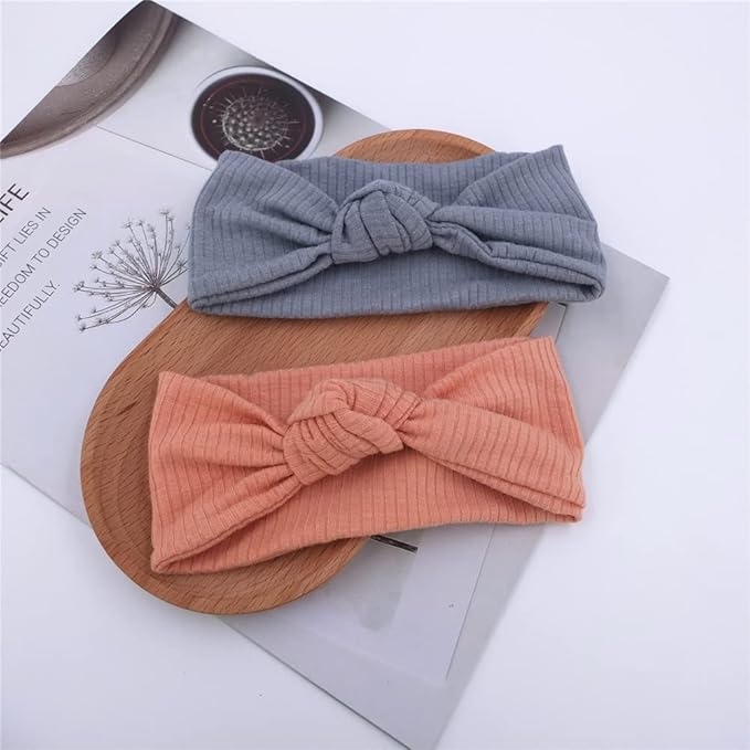 Sugarmelon Baby Headbands Stretchy Hairbands Hair Bow Elastics for Baby Girls Newborn Toddlers Infant Kids (Knot Headband Mauve)