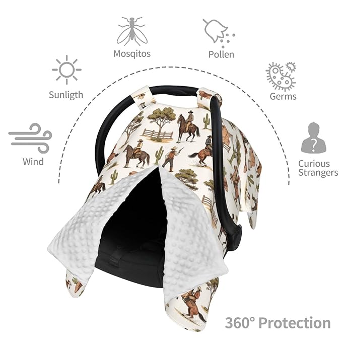 Western Baby Car Seat Canopy Cover Multi Use Nursing Cover for Mom Nursing Covers Newborn Western Shower Gift