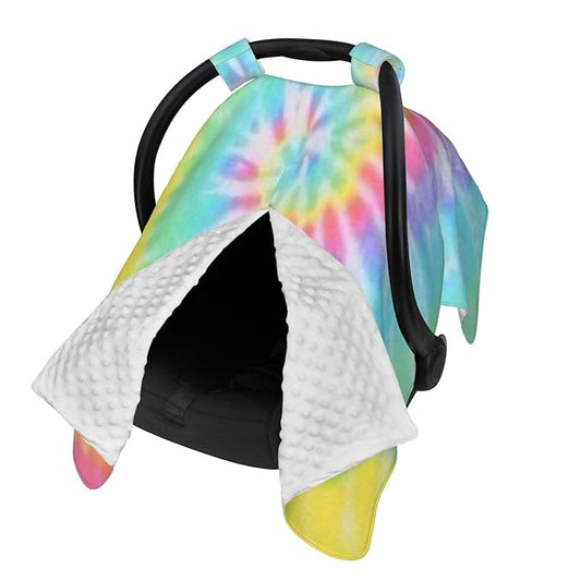 Tie Dye Baby Car Seat Canopy Cover 39x27.5 Inches Multi Use Nursing Cover for Newborn Car Seat Canopy Mom Nursing Breastfeeding Covers Newborn Shower Gifts