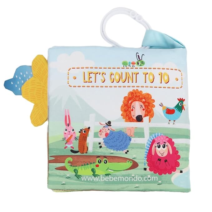Touch and Feel Cloth Crinkle Books for Babies Infant, Baby Books Toys 0-3-6-12-18 Months, Easter Shower Baby Gift, High Contrast Toys,Teething Teether,Tummy Time Mirror Toy for Boys and Girls-Farm