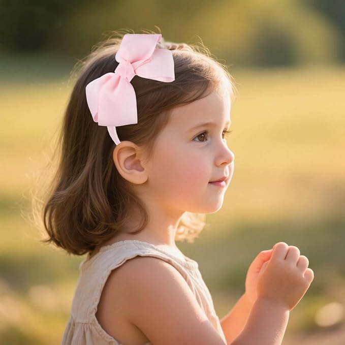 7Rainbows Cute Light Pink Bow Headband for Girls Toddlers.