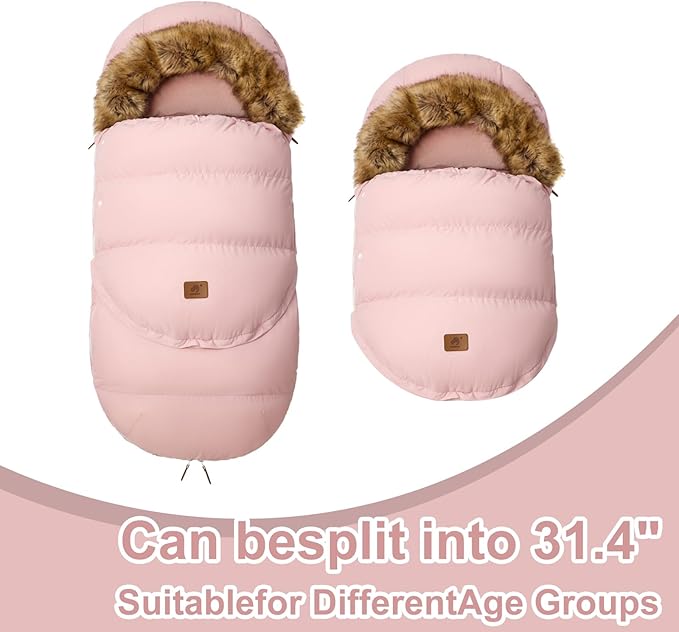 HOUSBAY Baby Stroller Bunting Bags Stroller Footmuff Universal Sleeping Bag Winter Outdoor Hooded Bunting Bag Windproof and Water-Resistant Suitable Below 5 ℃