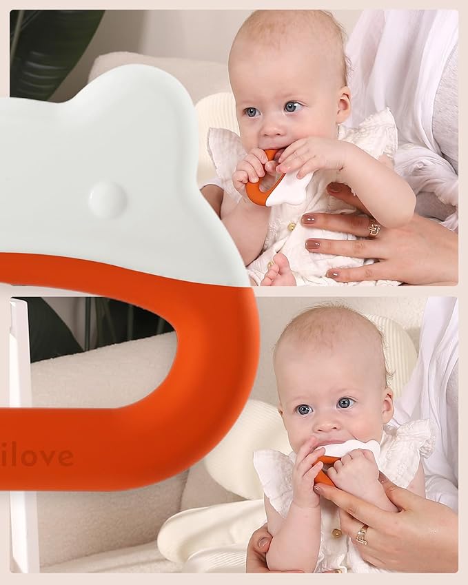 Water-Filled Freezable Baby Teether – Cooling Teething Toy for Babies 3+ Months, Gentle Comfort for Sore Gums, Includes Reusable Freezer Bags – Frog Orange
