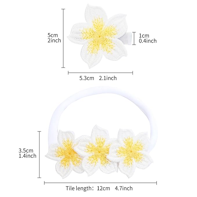 White Hair Clip Headband Hairpin Hawaiian Flower Hairpin Barrette Hair Accessories for baby Girls.(FJ89) (Type A)