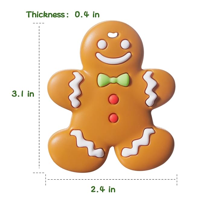 NCVI Christmas Teether, Baby Teething Toys for 0-6 6-12 Months, My First Christmas Silicone Chew Toys, First Christmas Gifts for Baby Boys and Girls, Ideal Toddlers Stocking Stuffer, Gingerbread Man