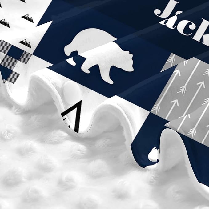 Personalized Baby Car Seat Canopy for Babies with Name, Custom Car Seat Covers for Boys, Infant Opening Minky Nursing Breastfeeding Stroller Cover Carseat Canopies for Newborn (Deer and Bear Blue)
