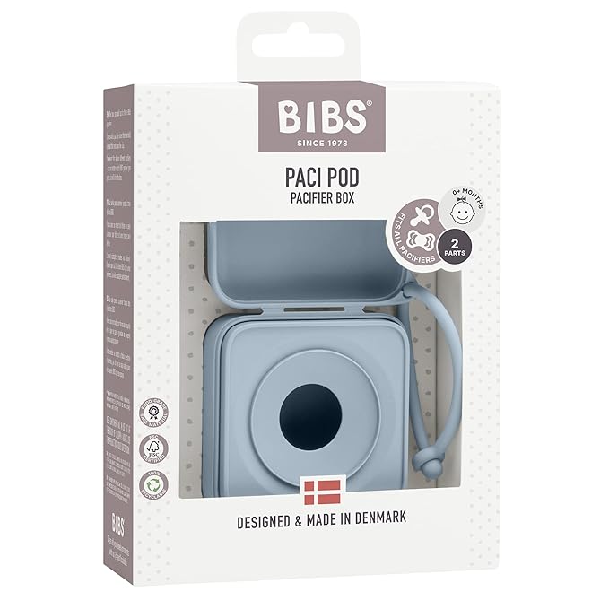 BIBS Pacifier Box with Loop for Storing & Carrying Soothers | 100% BPA Free Material | Designed & Made in Denmark | Baby Blue