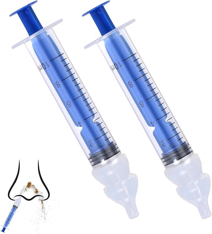 Nasal Irrigator for Baby Portable Infant Nose Cleaner Rinsing Device with Cleanable Reusable Silicone Nasal Suction Tips Nasal Hygiene 2Pcs