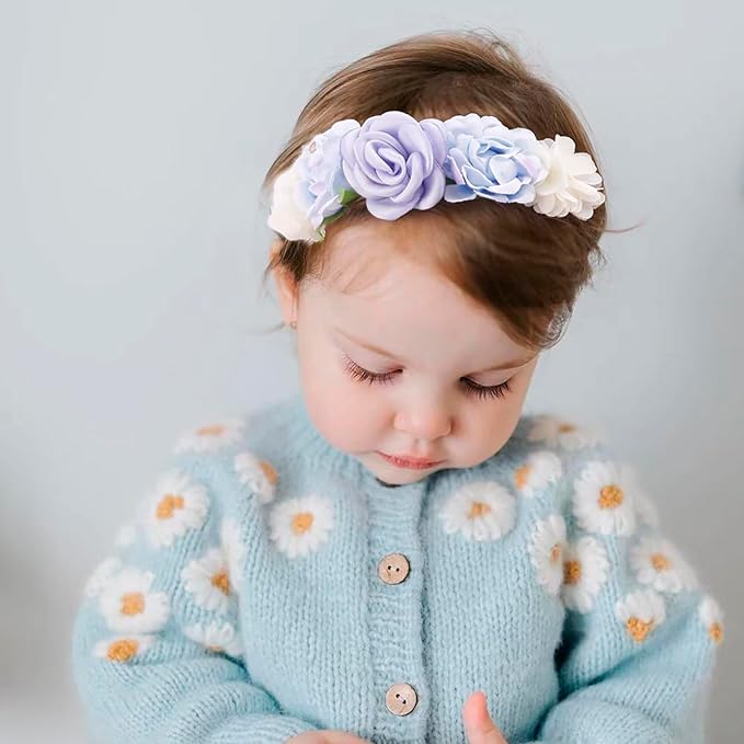 New Model Baby Girl Nylon Headbands Nylon Flower Elastic Hairbands 3pcs Hair Accessories Gift for Newborn Infant Toddlers (BF-XKFD006)