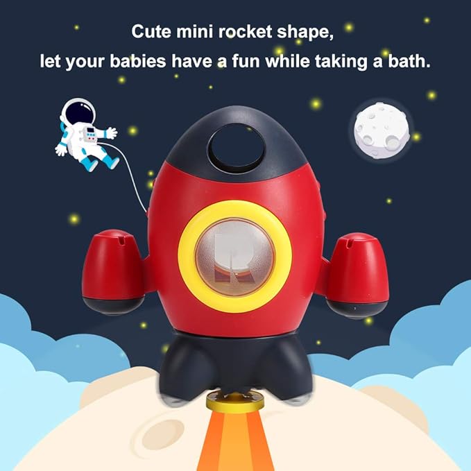 Elovien Bath Toys, Space Rocket Bath Toys for Toddlers 1-3, Spray Water Baby Bathroom Toys with Rotating Fountain, Shower Bathtub Toys for Toddlers Aged 18 Months 2 3 4 5 Years Old Kids Boys Girls