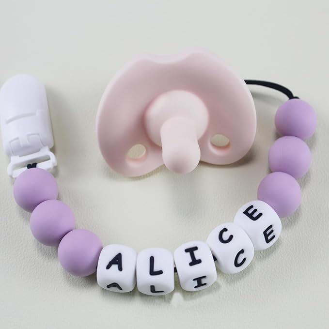 Personalized Pacifier Clip with Name, Customized Pacifier Holder Clip for Baby, Fit All Pacifiers