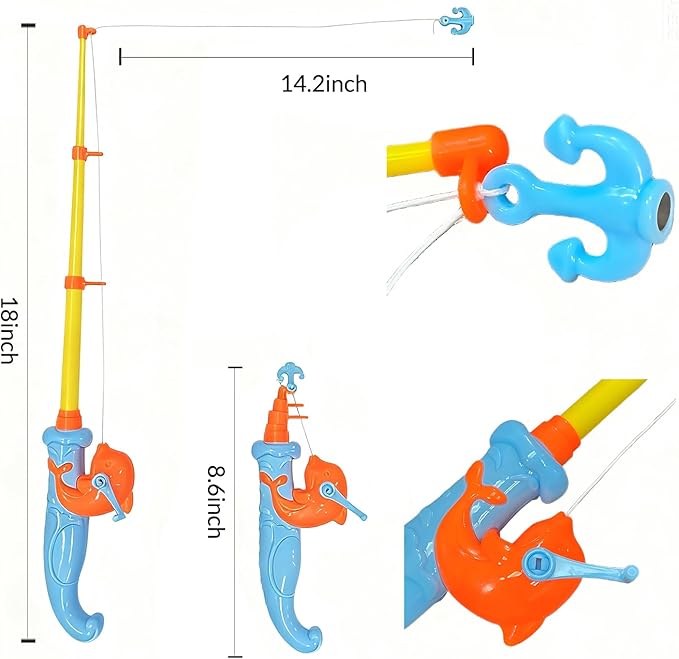 Magnetic Fishing Game Pool Toys for Kids, Water Table Bathtub Toy Fishing with Inflatable Pool, Water Bath Pool Outdoor Toys for Kids Outdoor Indoor Carnival Party Favors