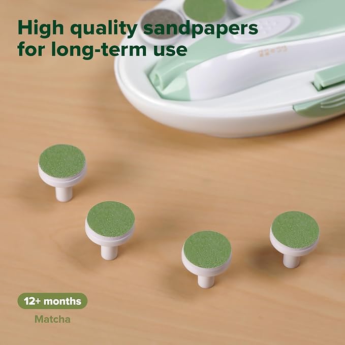 haakaa Electric Nail Trimmer Replacement Pads Baby Nail Trimmer Heads Compatible with All haakaa Nail Trimmers, Suitable for 12+Months, Matcha