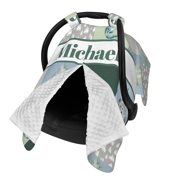 Personalized Baby Car Seat Canopy for Babies with Name, Custom Car Seat Covers for Boys Girls, Cute Dragon Nursing Breastfeeding Stroller Cover Infant Carseat Canopies for Newborn