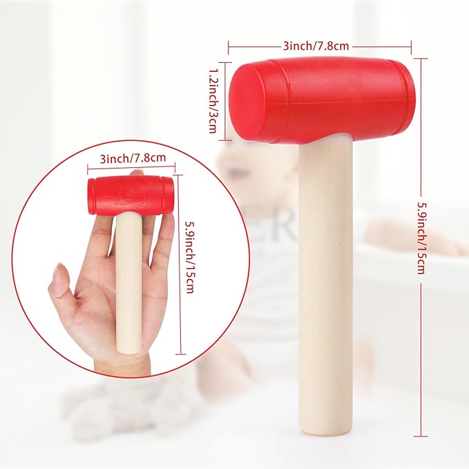 2pcs Toy Hammer Simulation Wooden Hammers Plastic Toddler Hammer SmallPortable Kids Maintenance Tools Toys Pretend Fake Mallet Hammers for Boys Girls
