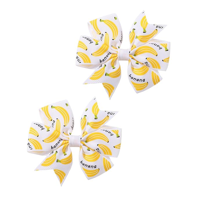 BBTDIN Baby Girls Banana Bow Hair Clips - Kids Girls Fruits Bowknot Hair Clips BBG94 (A1-White Bow)