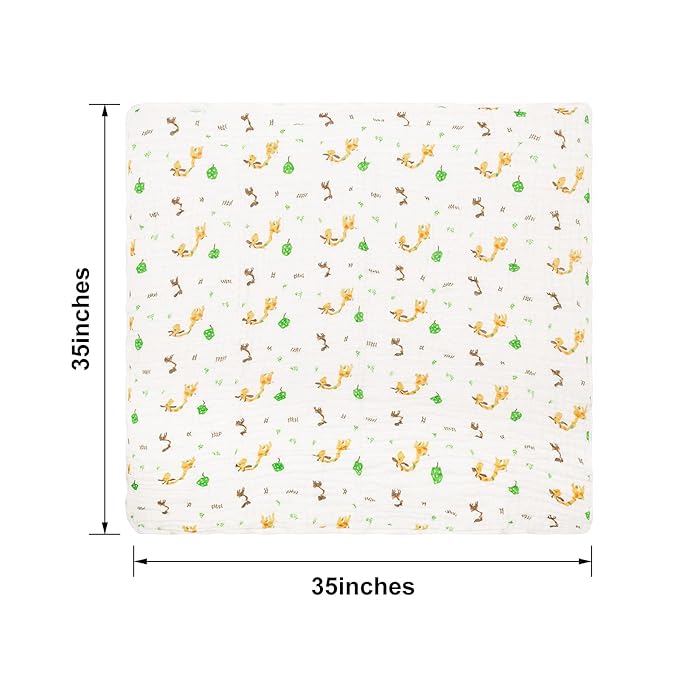 babygoal Baby Bath Towel 2 Pack, 100% Muslin Cotton Hooded Towel for Newborn,Toddler,Infant, Absorbent & Hypoallergenic Baby Gift for Boys Girls 35"x35" T0405
