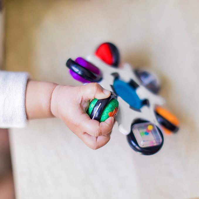 Baby Einstein Curiosity Clutch Fidget Sensory Toy and Pop It Rattle, BPA Free Infant Teether, Age 3 Months+, Multicolored