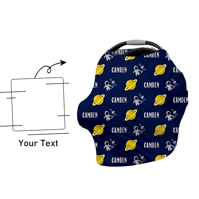 Personalised Infant Car Seat for New Parents - Baby Carseat Cover, Breast Feeding Blue Planet Print Cover, Multi-Function pad for Boys Girls Toddlers - Christmas Gifts for Parent Babies(27"x29")