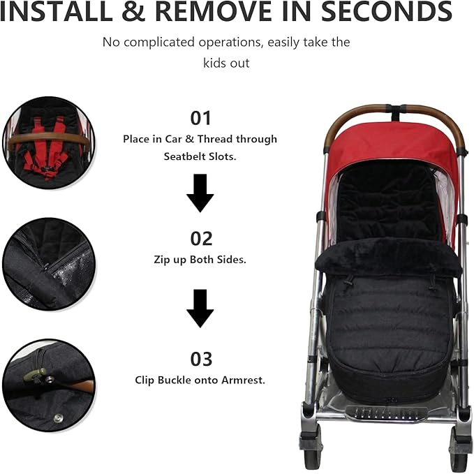 Universal Stroller Footmuff for Baby, Winter Baby Stroller Bunting Bag, Warm Soft Ultra-fine Fleece Stroller Sleeping Bag for Cold Weather, Waterproof & Windproof, Footmuff Blanket Must Have